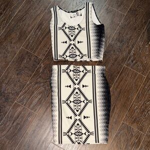Tribal Print Crop Top and Skirt Set